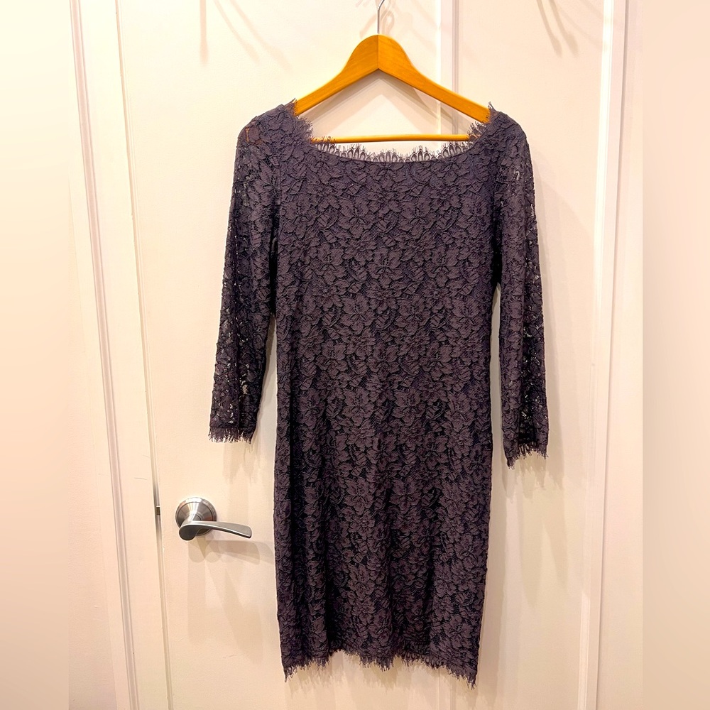 Diane von Furstenberg Zarita grey lace dress